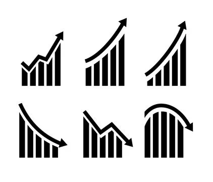 Growth vector icon. Graph or diagram with arrow going up and down. Vector Stock Illustration