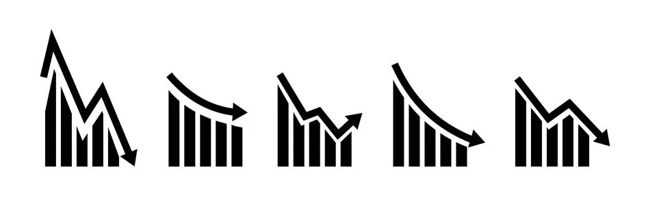 Growth vector icon. Graph or diagram with arrow going up and down. Vector Stock Illustration