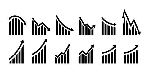 Growth vector icon. Graph or diagram with arrow going up and down. Vector Stock Illustration