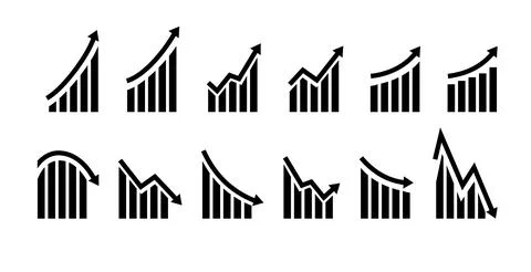Growth vector icon. Graph or diagram with arrow going up and down. Vector Stock Illustration