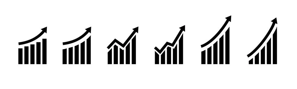 Growth vector icon. Graph or diagram with arrow going up and down. Vector Stock Illustration