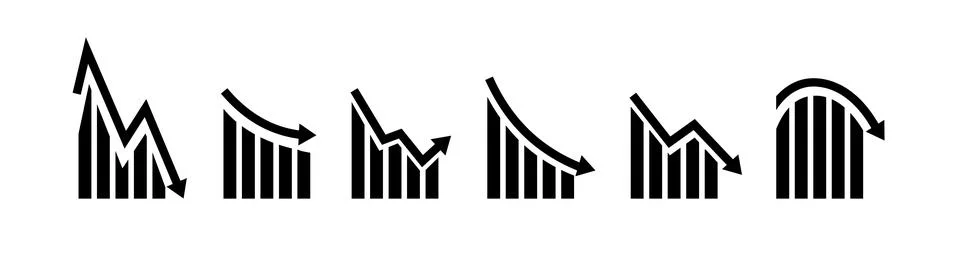 Growth vector icon. Graph or diagram with arrow going up and down. Vector Stock Illustration