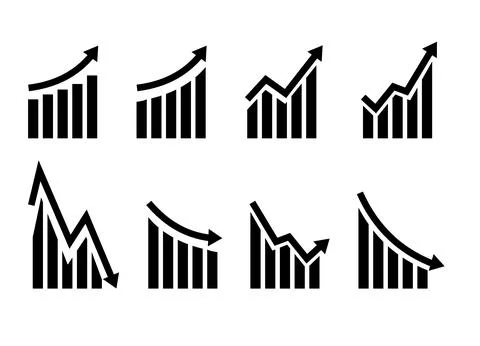 Growth vector icon. Graph or diagram with arrow going up and down. Vector Stock Illustration