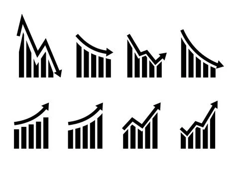 Growth vector icon. Graph or diagram with arrow going up and down. Vector Stock Illustration
