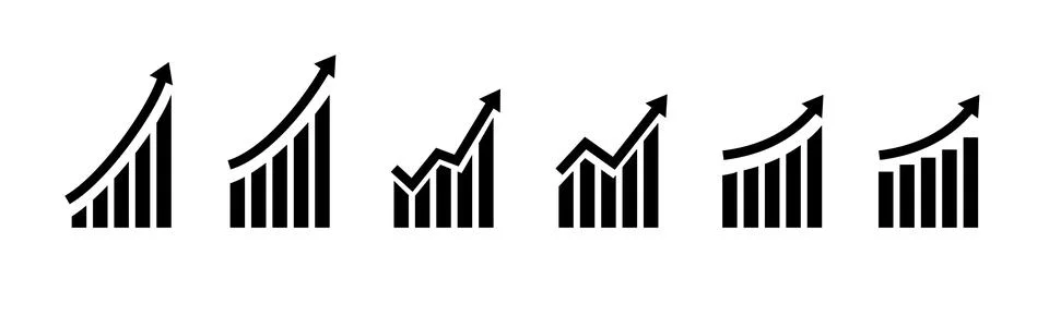 Growth vector icon. Graph or diagram with arrow going up and down. Vector Stock Illustration