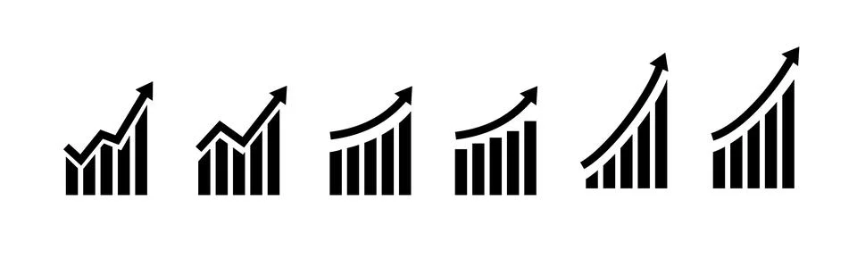 Growth vector icon. Graph or diagram with arrow going up and down. Vector Stock Illustration