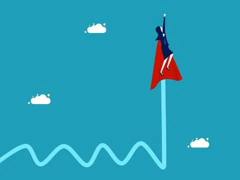 Growth in volatile conditions. Optimization for growth. businesswomen hero ov Stock Illustration