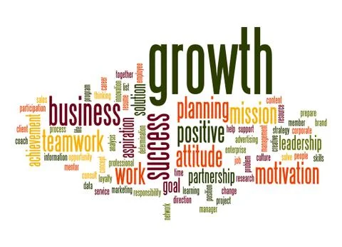 Growth word cloud Illustrazione stock