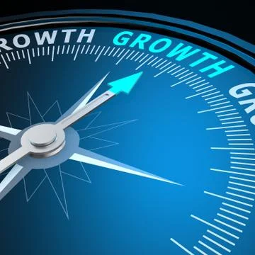 Growth word on compass Stock-Illustration