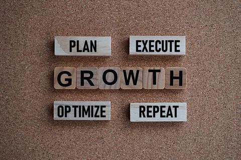 For GROWTH you need PLAN, EXECUTE, OPTIMIZE, REPEAT. Self-inspiration Stock Photos