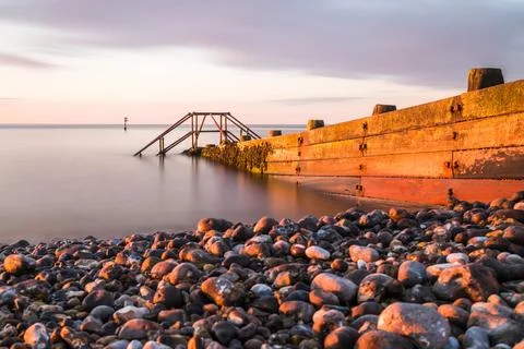 Groyne at Cromer in golden light Stock Photos