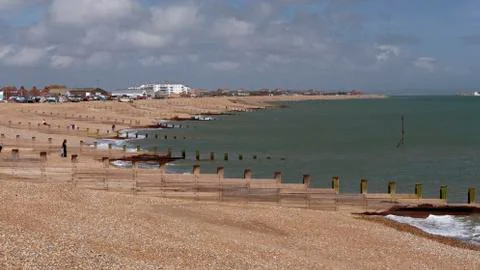 Groynes along the beach Stock Photos