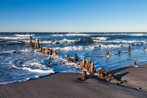 Groynes on shore Stock Photos