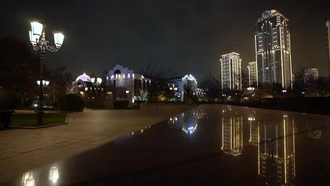 Grozny at night, Chechen Republic Stock Footage 327972485