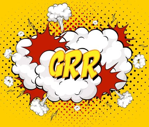 GRR text on comic cloud explosion on yellow background Stock Illustration