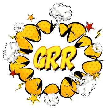 GRR text on comic cloud explosion isolated on white background イラスト素材