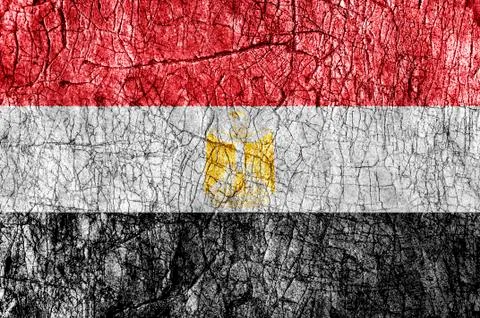 Grudge stone painted Egypt flag Stock Photos