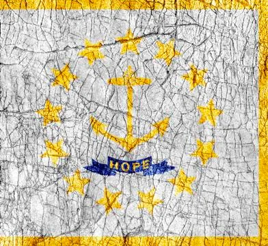 Grudge stone painted US Rhode Island flag Stock Photos