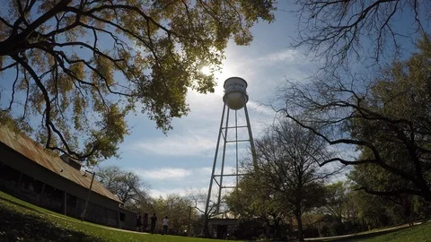 Gruene, TX Watertower - Low Angle Stock Footage 104531262