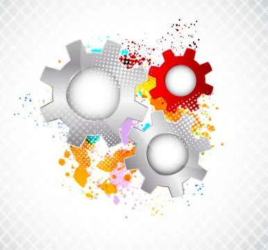 Gruge background with gears Stock Illustration