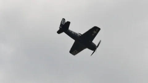 Grumman F6F Hellcat USA carrier based fighter aircraft of World War II in flight Stock Footage 102445786