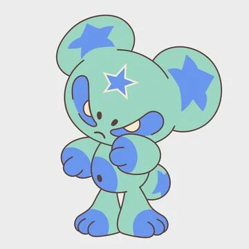 Grumpy anime bear. Funny chibi character. Cartoon character design. Stockillustratie