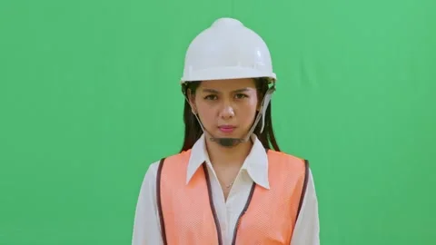 Grumpy Asian Female Engineer Annoyed Expression 스톡 동영상 331151334