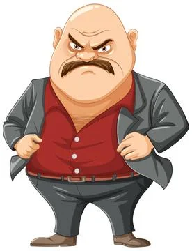 Grumpy Bald Mafia Man Cartoon Character Stock Illustration