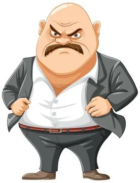 Grumpy Bald Mafia Man Cartoon Character Stock Illustration