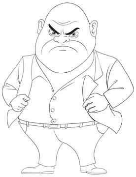 Grumpy Bald Middle-Age Mafia Man Cartoon Character Stock Illustration