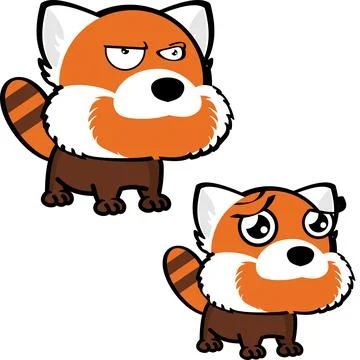 Grumpy big head red panda character Stock Illustration