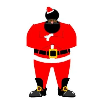 Grumpy black Santa. Angry African Claus. irate Christmas Aframerican. Bad g.. Stock Illustration