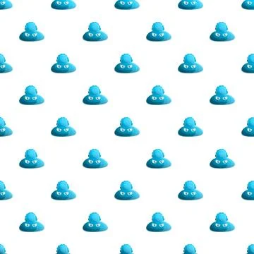 Grumpy blue cloud character seamless pattern background 스톡 일러스트