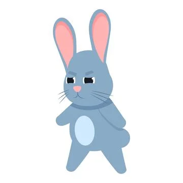 Grumpy cartoon bunny rabbit character frowning looking sideways Stock Illustration