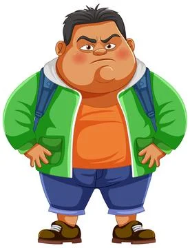 Grumpy Cartoon Character Arms Crossed Stock Illustration