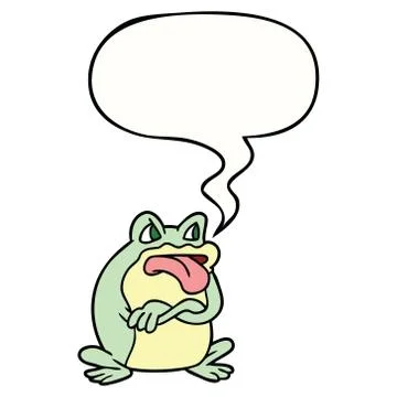 Grumpy cartoon frog and speech bubble イラスト素材