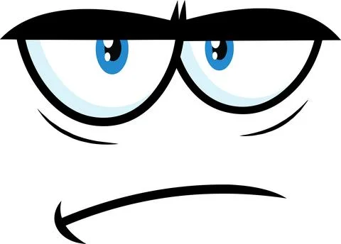 Grumpy Cartoon Funny Face With Sadness Expression Illustrazione stock