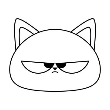 Grumpy Cat Face Vector Illustration Illustrazione stock
