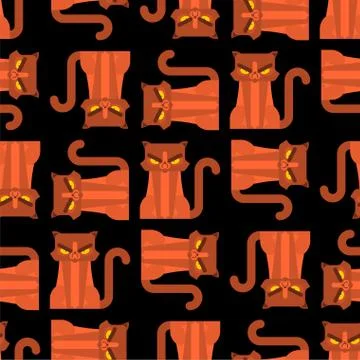 Grumpy Cat pattern seamless. Angry pet background. vector texture Illustrazione stock