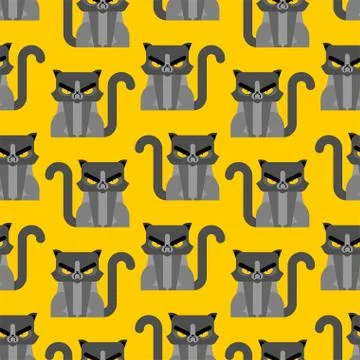Grumpy Cat pattern seamless. Angry pet background. vector texture Illustrazione stock