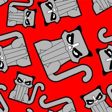 Grumpy Cat pattern seamless. Angry pet background. vector texture 스톡 일러스트