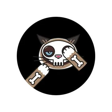 Grumpy cat in skeleton costume sticker. Halloween Stock Illustration