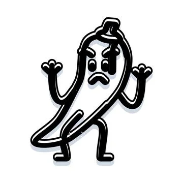 Grumpy chili pepper cartoon character feeling angry Stock Illustration