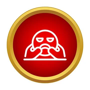 Grumpy emoticon face pulling lips cartoon icon 스톡 일러스트