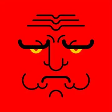 Grumpy face emoji isolated. Angry red head. Vector illustration Illustrazione stock
