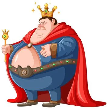 Grumpy fairy tale king isolated cartoon character Stock Illustration