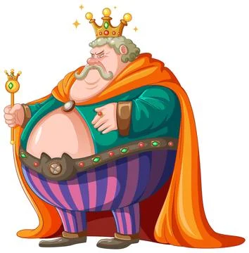 Grumpy fairy tale king isolated cartoon character Stock Illustration