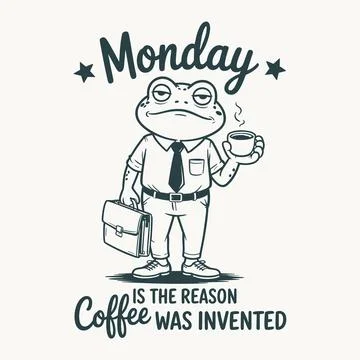 Grumpy Frog Monday Coffee Quote Funny Animal Cartoon Vector Illustration T .. Stock-Illustration