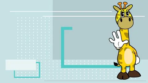 Grumpy giraffe character cartoon retro style background Stock Illustration