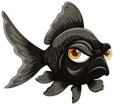 Grumpy Goldfish Cartoon Illustration イラスト素材